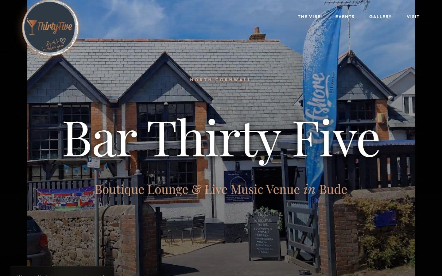 Bar Thirty Five website screenshot