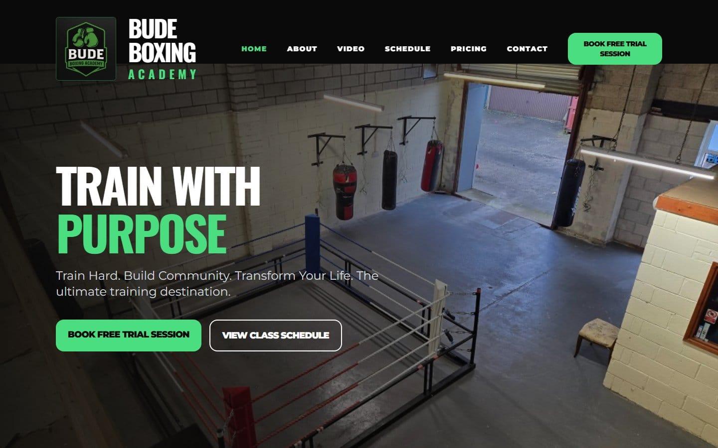Bude Boxing Academy website screenshot