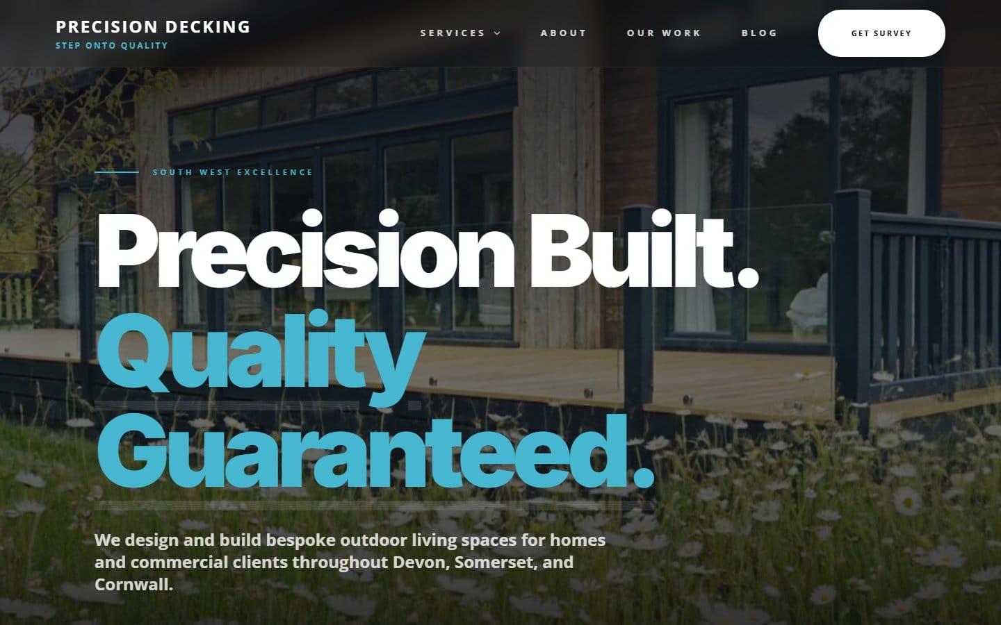 Precision Decking website screenshot