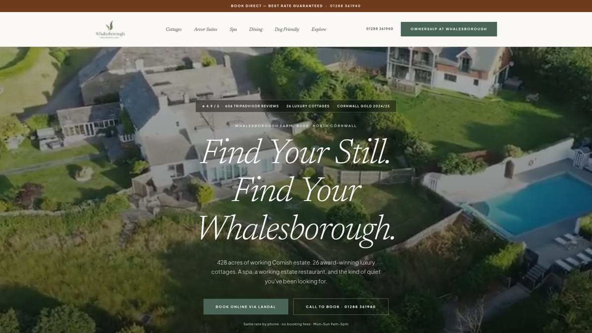 Whalesborough Farm Resort & Spa website